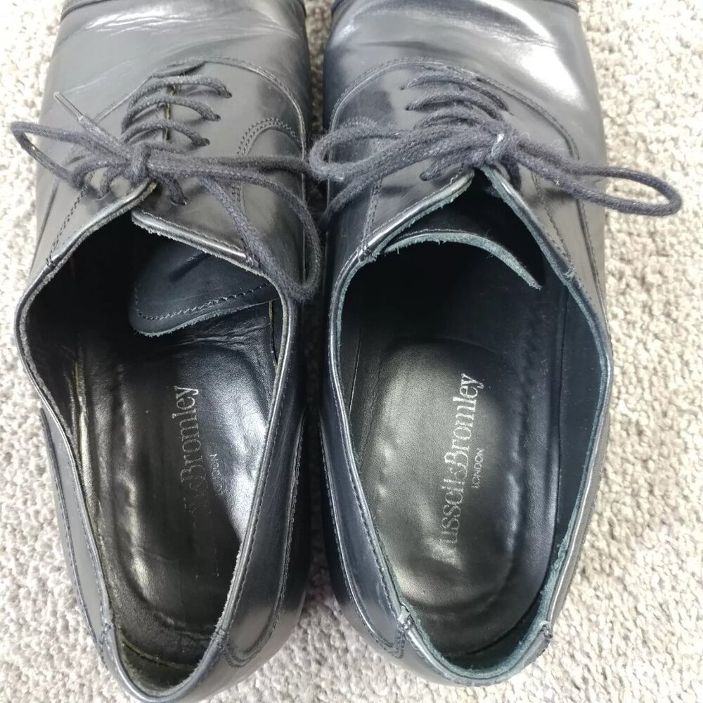 Russell & Bromley Mens UK 7 Shoes Cap Toe Oxford Lace Up Black Leather Hand Made - Picture 9 of 11